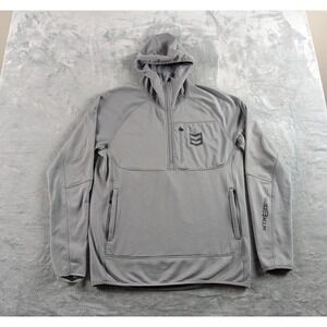 MTN OPS Hoodie Mens Large Gray Grid Fleece 1/4 Zip Pullover Hunting Stretch READ